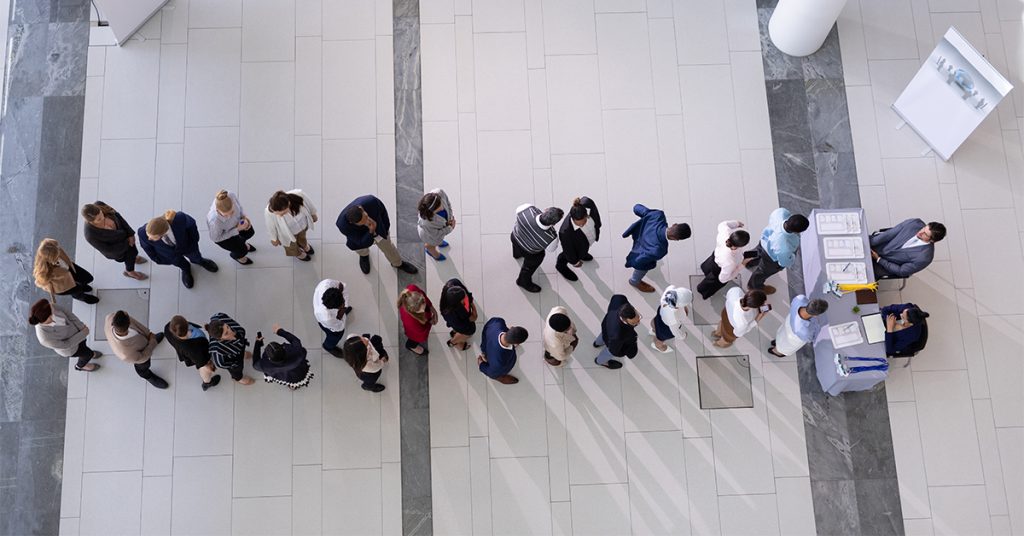 poeple queuing
